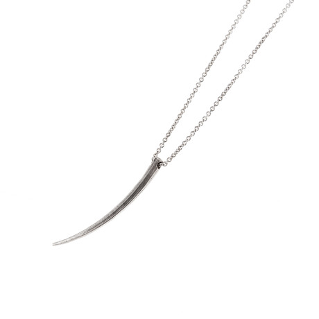 Straight Silver Horn Necklace // Silver