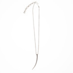 Straight Silver Horn Necklace // Silver