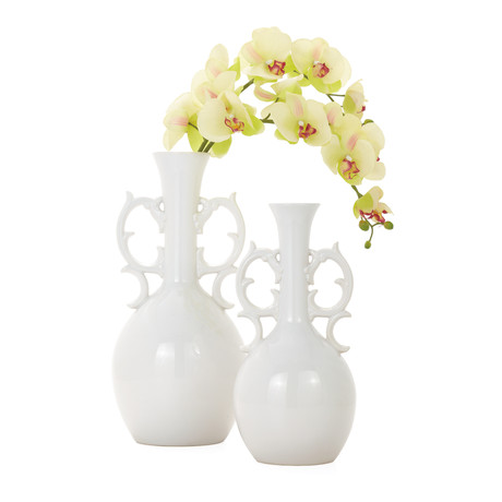 Deco Handle Vase // White (Short: 6.5"Dia x 13.25H")