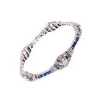 Art Deco Sapphire & Diamond Platinum Bracelet // c. 1930's