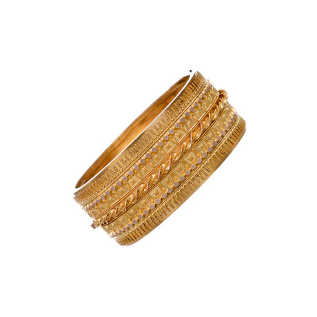 Etruscan Revival Yellow Gold Cuff w/ Rose Gold Accents // c. 1865