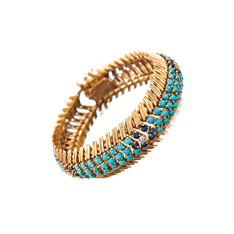 Turquoise, Sapphire & Diamond Bracelet // c.1950's