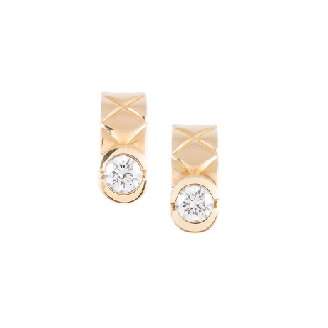 Chanel Quilted Golden Ear Cuffs With Diamonds