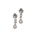 Henry Dunay Pearl, Diamond & White Gold Dangle Earrings