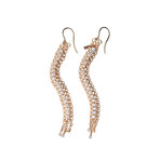 Long Diamond Yellow Gold Italian Dangle Earrings