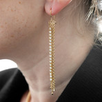 Long Diamond Yellow Gold Italian Dangle Earrings