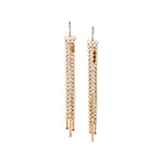 Long Diamond Yellow Gold Italian Dangle Earrings