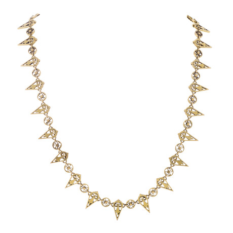 French Victorian Spike Style Yellow Gold Necklace // c. 1880's