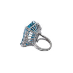 Aquamarine & Diamond Platinum Cocktail Ring // c. 1950's