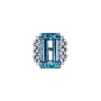 Aquamarine & Diamond Platinum Cocktail Ring // c. 1950's