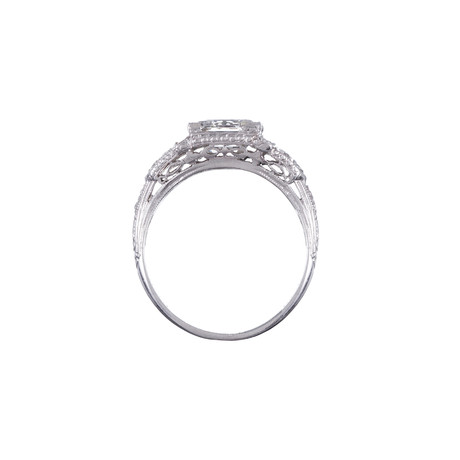 Asscher Cut Diamond & Platinum Ring // c. 1930's