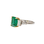 David Webb Emerald & Diamond Platinum Ring