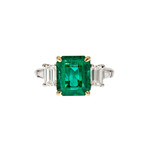 David Webb Emerald & Diamond Platinum Ring