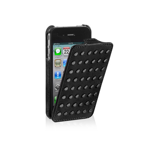 iPhone 4(S) Flip Case With Studs // Black