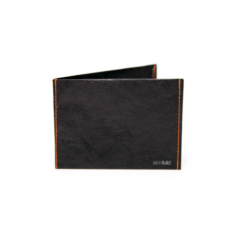 Stitched SlimFold(TM) Tyvek® Wallet-MICRO (Black and Orange)