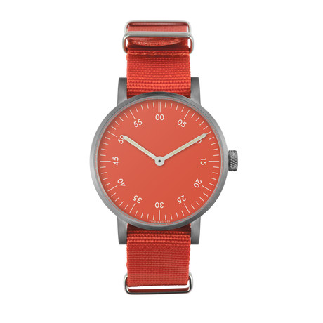 Brushed Round Basic // Red Strap & Dial