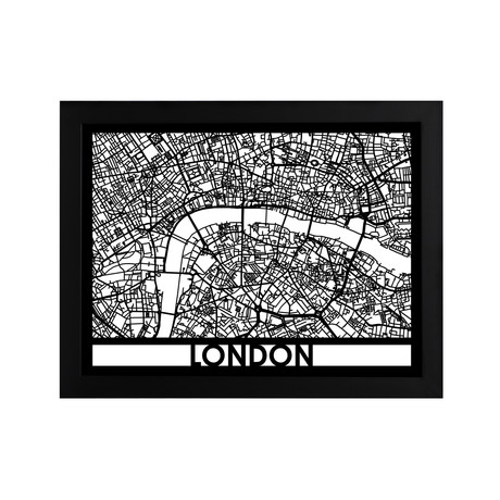 London Cut Map with Text // 18"x 24"