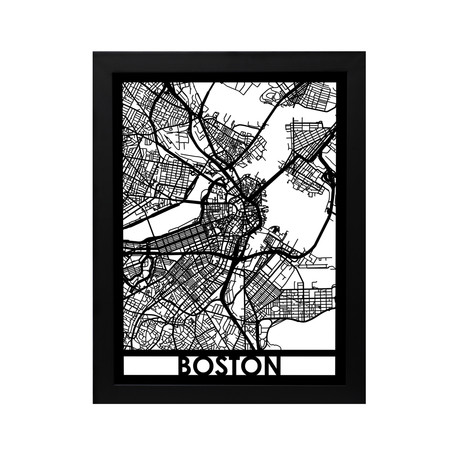 Boston Cut Map with Text // 18"x 24"