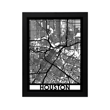 Houston Cut Map with Text // 18"x 24"