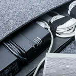 Portable Charging Station Folio with Built-in Battery // Grey Felt