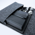 Portable Charging Station Folio with Built-in Battery // Grey Felt