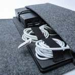 Portable Charging Station Folio with Built-in Battery // Grey Felt