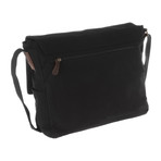 Hoxton Canvas and Leather Messenger Bag // Pure Black