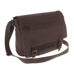 Hoxton Canvas + Leather Messenger Bag // Woodland Brown