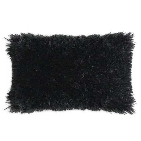 Shaggy Black Pillow (12.5" x 19")