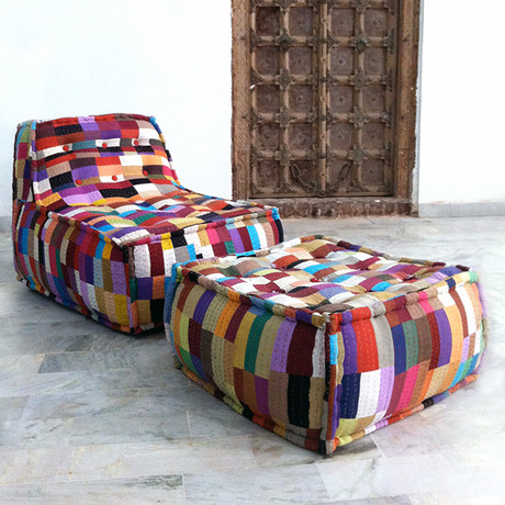 Patchwork Lounge Chair & Ottoman