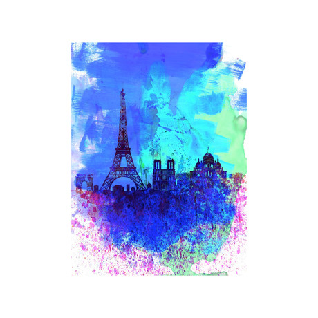 Paris Watercolor Skyline (15"W x 20"H)