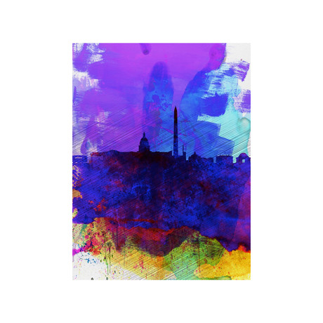 Washington DC Watercolor Skyline 2 (15"W x 20"H)