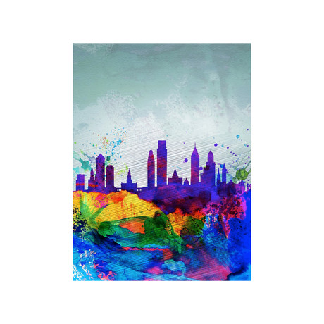 Philadelphia Watercolor Skyline (15"W x 20"H)