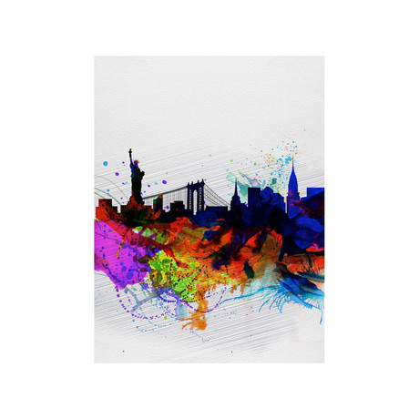 New York  Watercolor Skyline 1 (15"W x 20"H)
