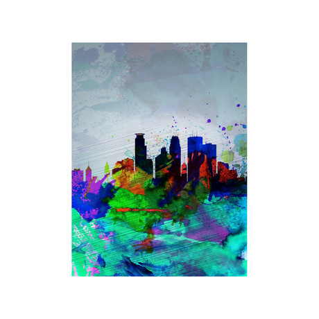 Minneapolis Watercolor Skyline (15"W x 20"H)