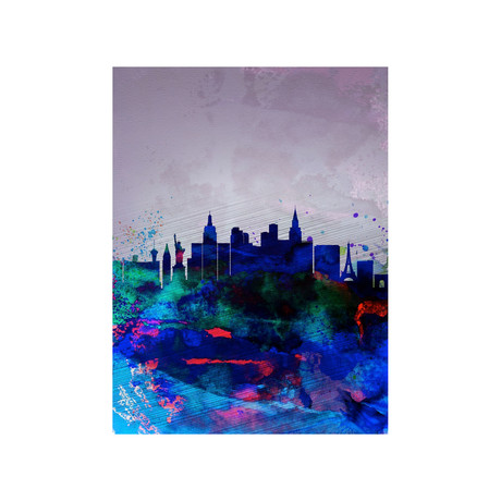 Las Vegas Watercolor Skyline (15"W x 20"H)