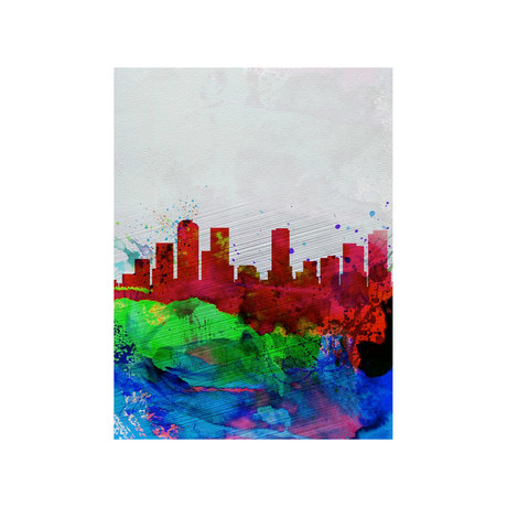 Denver Watercolor Skyline (15"W x 20"H)