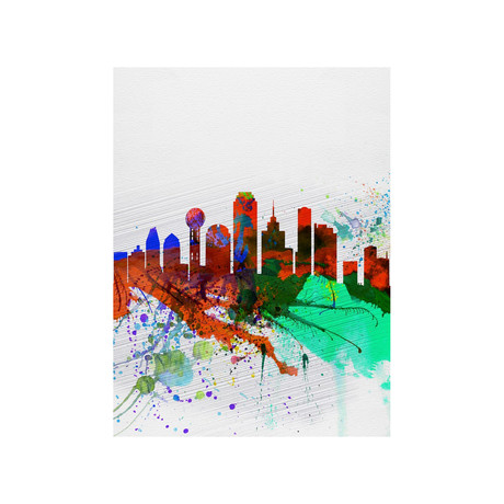 Dallas Watercolor Skyline (15"W x 20"H)