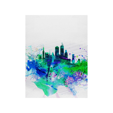 Boston Watercolor Skyline (15"W x 20"H)