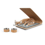 Astoria Bamboo Cat Scratcher and Set of 2 Bowls (Natural Color Sisal)
