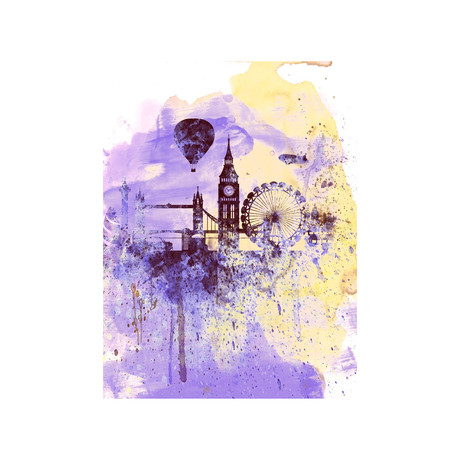 London Watercolor Skyline (15"W x 20"H)