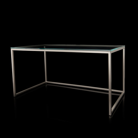 Alessio Table (Silver Frame + Clear Glass)