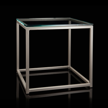 Croma Table (Silver Frame + Clear Glass)