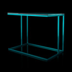 Luciano Table (Silver Frame + Clear Glass)