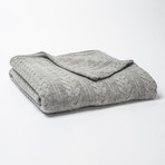 Cashmere Blend Throw // Cables (Light Gray)