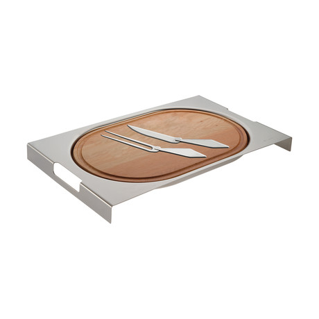 Sava Tray with Carving Fork & Knife