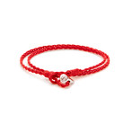 Waxed Cotton Wrap Bracelet (Red)
