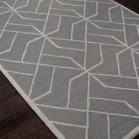 Hand-Tufted Looped & Cut Wool // Gray & Ivory (5' x 8')