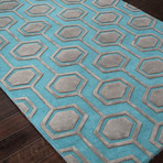 Hand-Tufted Looped & Cut Wool // Blue (5' x 8')