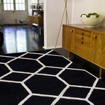 Hand-Tufted Geometric Pattern Wool // Art Silk Black (2' x 3')